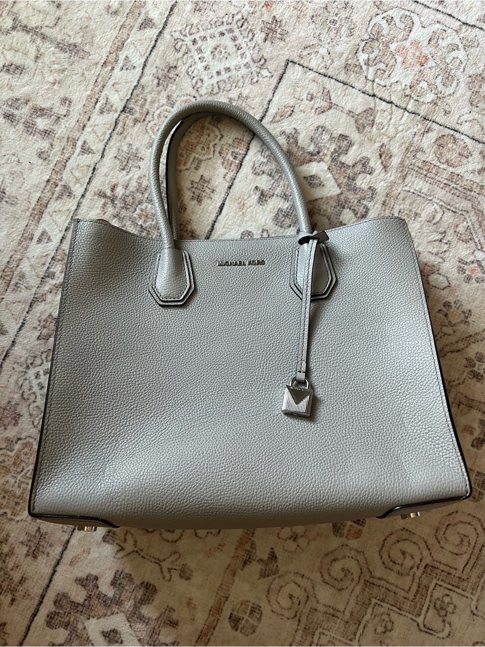 Michael Kors Pebbled Leather Tote in Light Gray